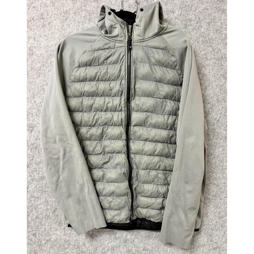 32 Degrees Heat Womens Gray Mixed Media Quilted Puffer Hooded Jacket Size Medium